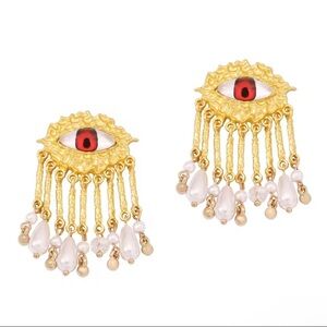 Gaze Eye Protection Pearl Dangle Earrings